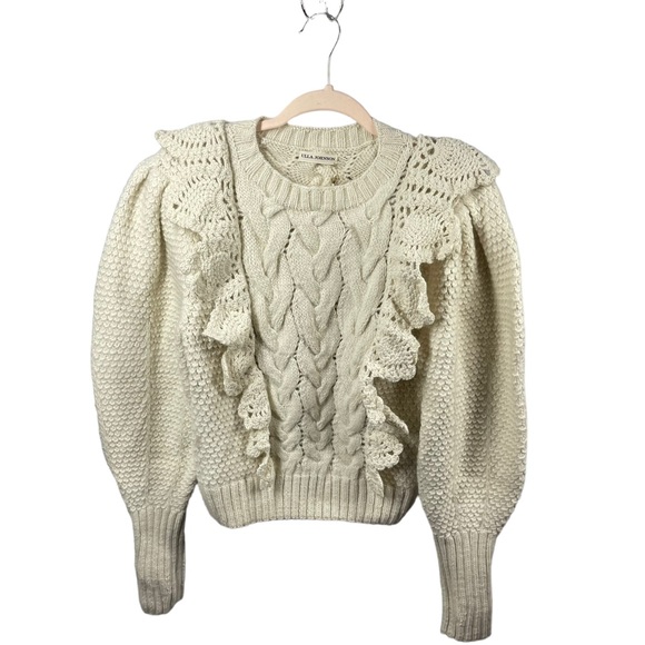 NWT Ulla Johnson Cream Colored Romina Ruffled Wool Sweater - Picture 4 of 8